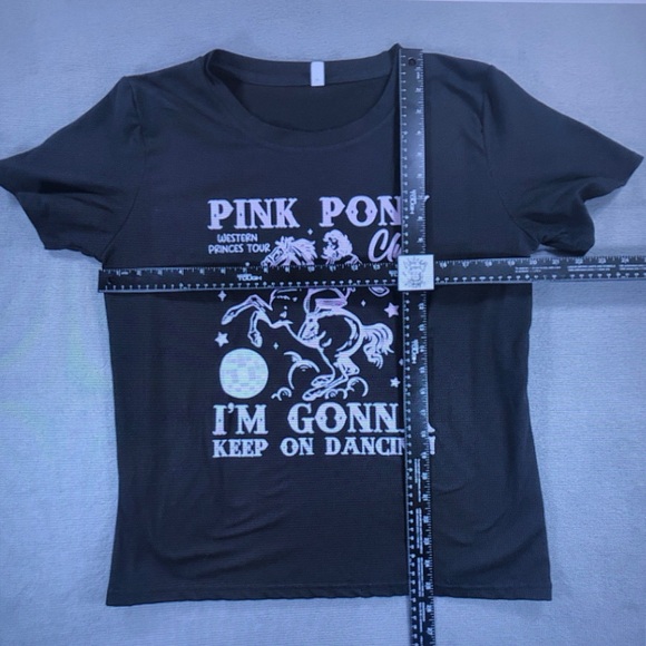 Black Graphic Tee with Pink Pony Club Design - Picture 3 of 3